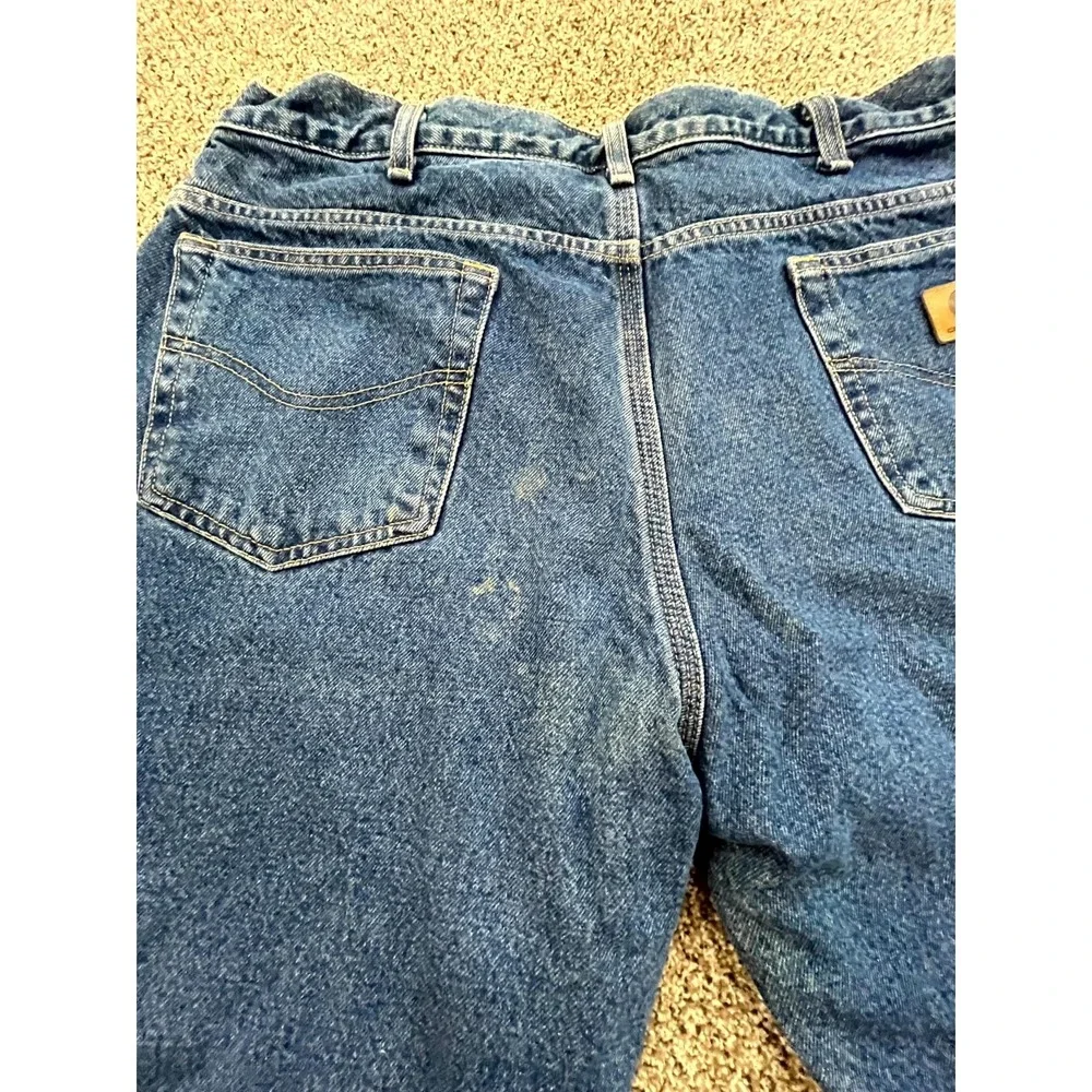 Carhartt Workwear Jeans Mens 38x30 Blue Flannel‎ Lined Relaxed Fit Straight Leg